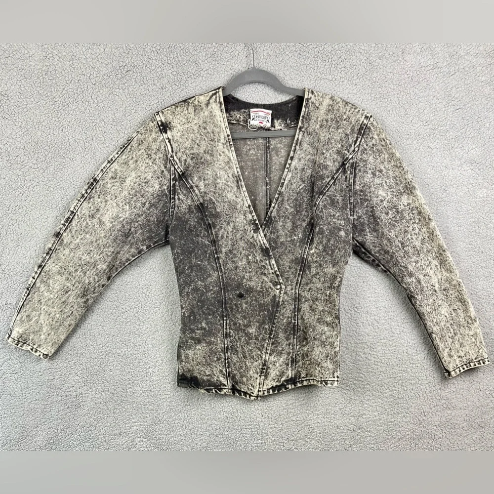 Vintage Acid Wash Gray Denim Jacket - Picture 7 of 10